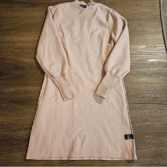 Boston Proper Pink Sweater Mini Dress With Snowflake Detail sz S - Picture 12 of 14